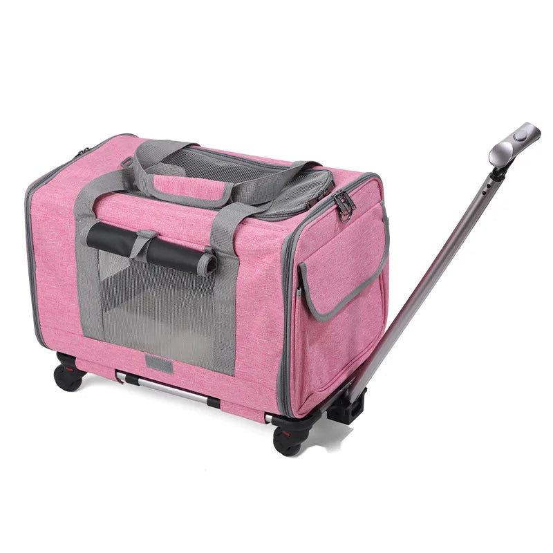 Pet Carrier with Wheels for Dogs Up To 15lbs & Cat  Airline Approved Dog Carrier Rolling Pet Carrier Foldable Pet Stroller Pi-Mart