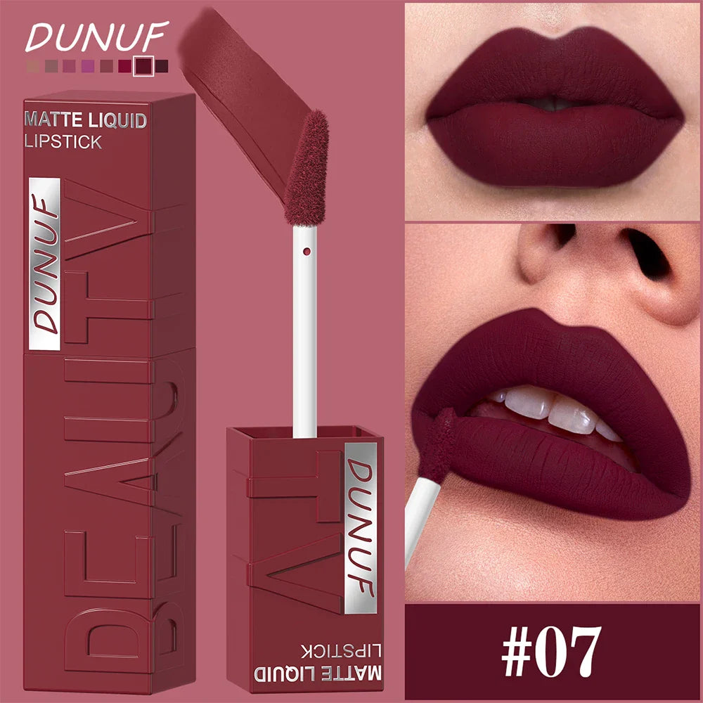 Matte Velvet Lipstick Lip Gloss Waterproof Smooth Long-Lasting Non-sticky Non-transfer Deep Red Nude Y2K Daily&Party Makeup Gift Tri Light Beauty