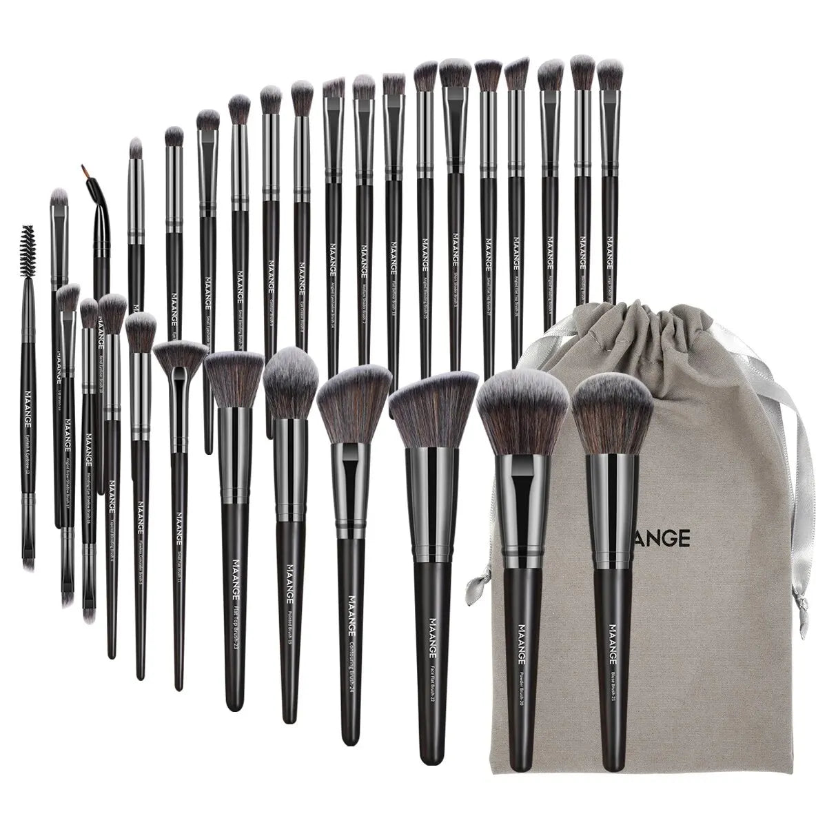 MAANGE 30pcs Professional Makeup Brush Set Foundation Concealers Eye Shadows Powder Blush Blending Brushes Beauty Tools with Bag Pi-Mart