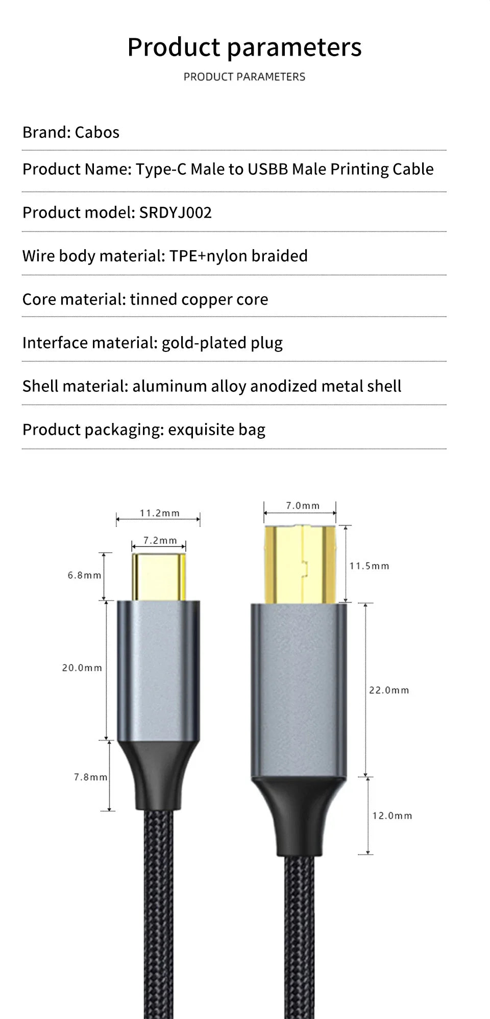 USB C to USB B 2.0 Printer Cable Electronic Organ Cable Type C USB B for Computer Laptop Phone to Fax Machine Scanner Universal Pi-Mart