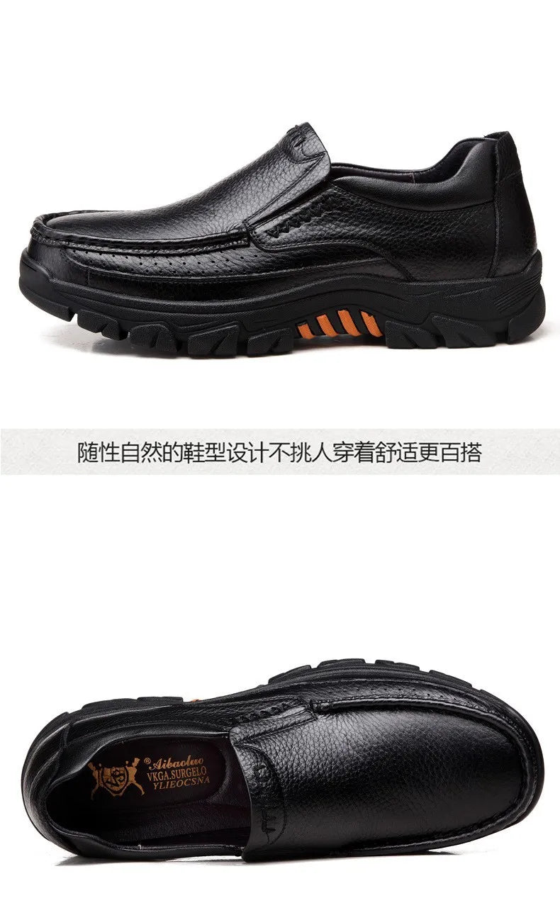 Autumn Genuine Leather Men's Casual Business Leather Shoes Lightweight Breathable Anti Slip Casual Leather Shoes Men Shoes Pi-Mart