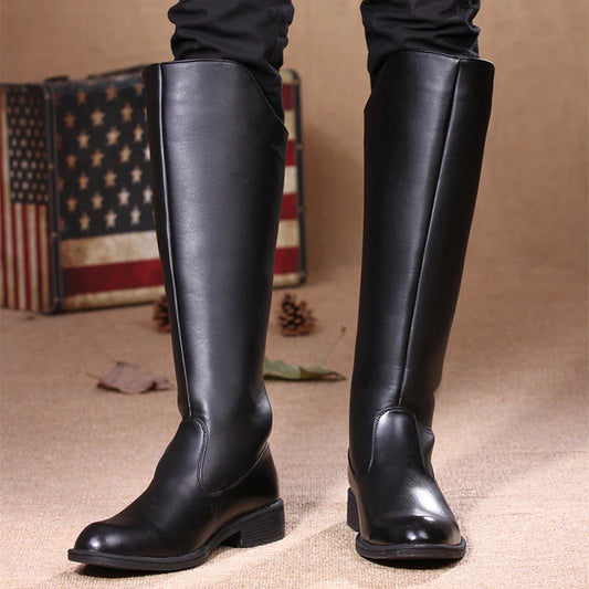 italian brand designer high motorcycle boots for men fashion stage nightclub original leather shoes autumn winter long botas man Pi-Mart