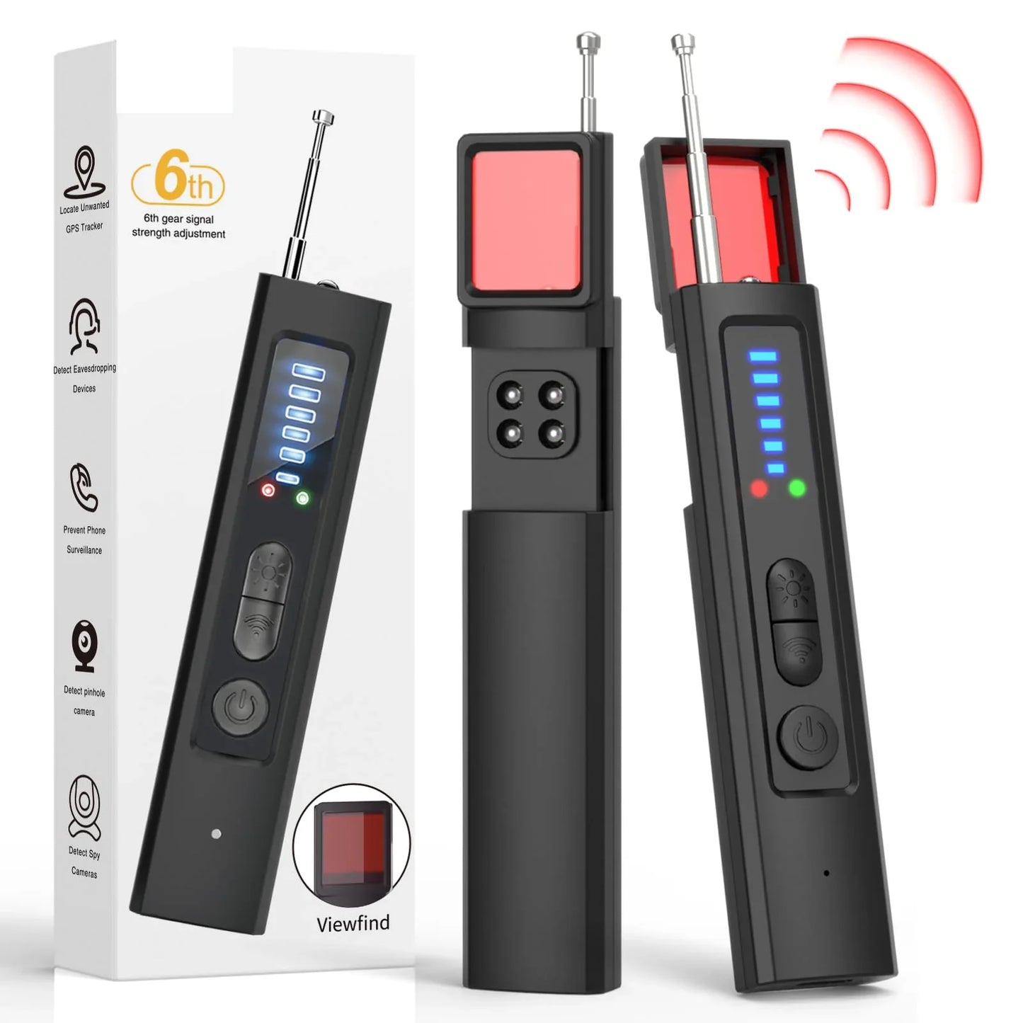 6-in-1 Anti-Spy Hidden Camera Detector GPS Tracker Finder RF Signal Eavesdropping Device Scanner for Hotel Travel Privacy LadyShow.Store