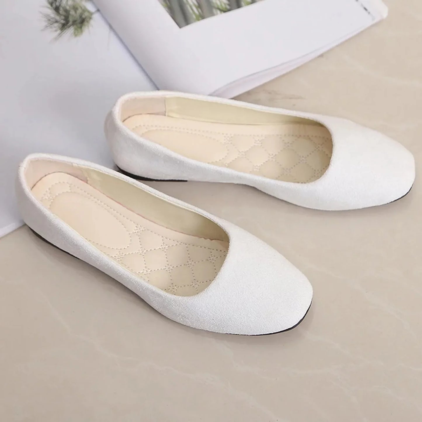 Women Suede Loafers Flat Heel Shallow Female Shoes Spring Summer Square Toe Basic Concise Women Pumps Size 36-43 LadyShow.Store