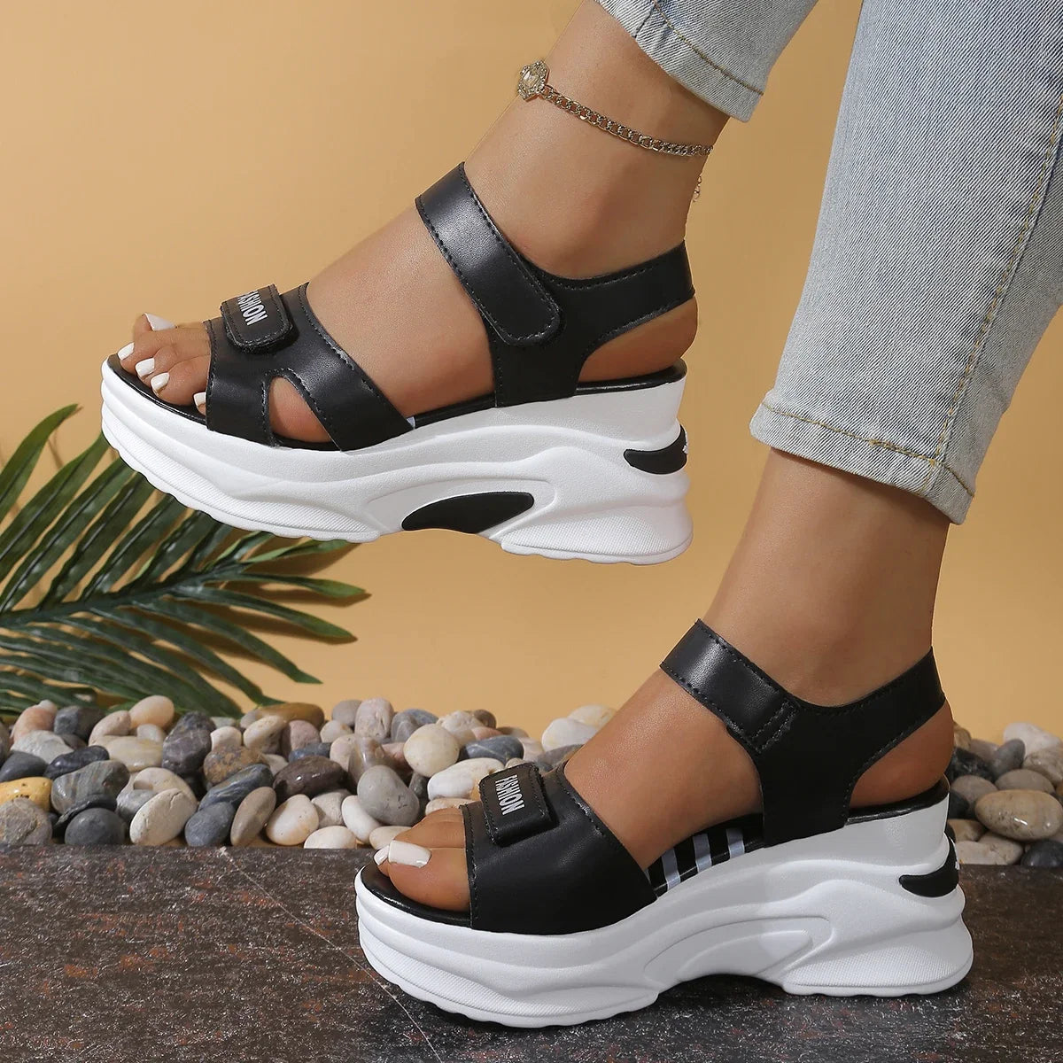 2025 New Women Platform Wedge Sandals Summer Fashion Comfortable Shoes Women Light Casual Velcro Beach Shoes Zapatos De Mujer LadyShow.Store