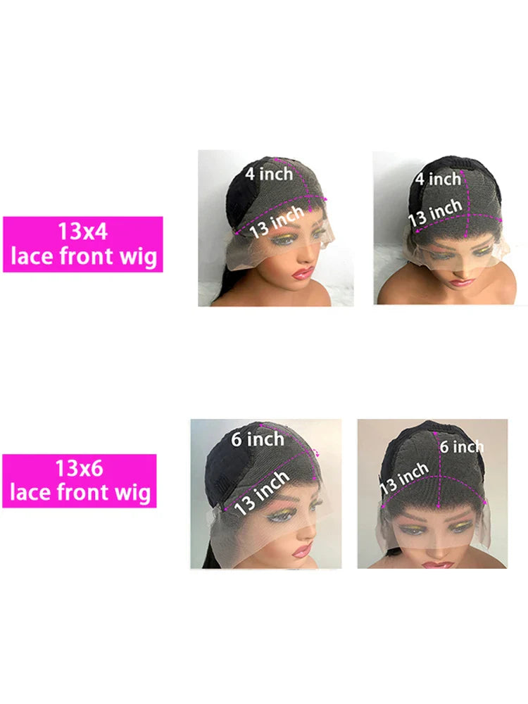 13x4 Body Wave Human Hair 13x6 Hd Lace Frontal Wigs 200 Density 46 Inch For Black Women Pre Plucked Wave Lace Frontal Wig LadyShow.Store