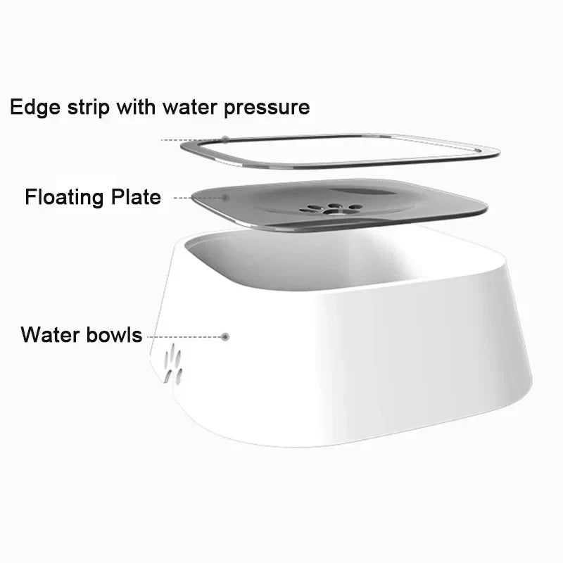 Pet Floating Water Bowl, Cat Dog Anti-spill Drinking Bowl No Wet Mouth, Removable Easy Clean Dustproof Pet Supplies Pi-Mart