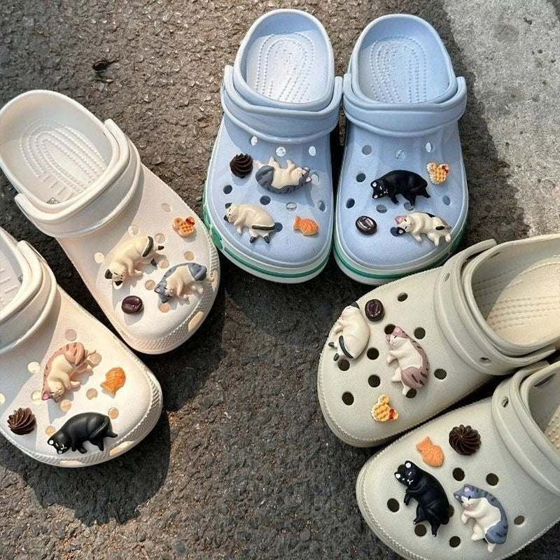 8Pcs Summer Fashion Shoe Charms for Sandals Clogs Set DIY Accessories Cute Cartoon Animals Shoes Buckle Decorations Gifts Pi-Mart