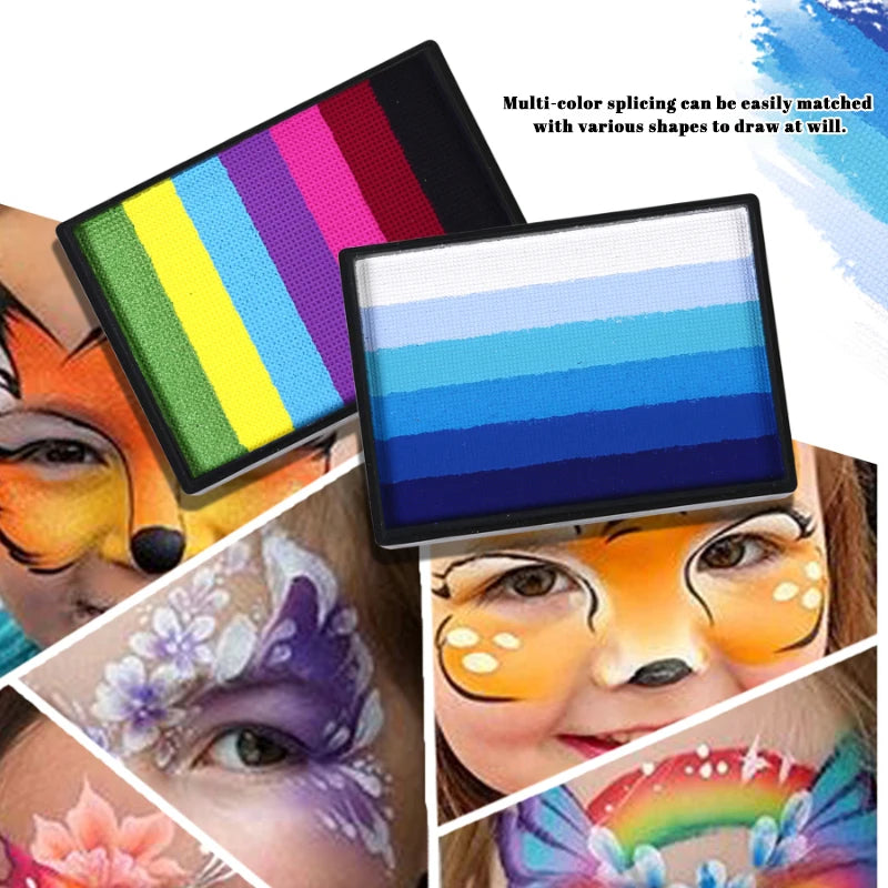 50g Facial and Body Paint Palette,Non-Toxic Rainbow Water-Soluble Body Paint for Rainbow Festival,Cosplay,Party,Art,Stage Makeup Pi-Mart
