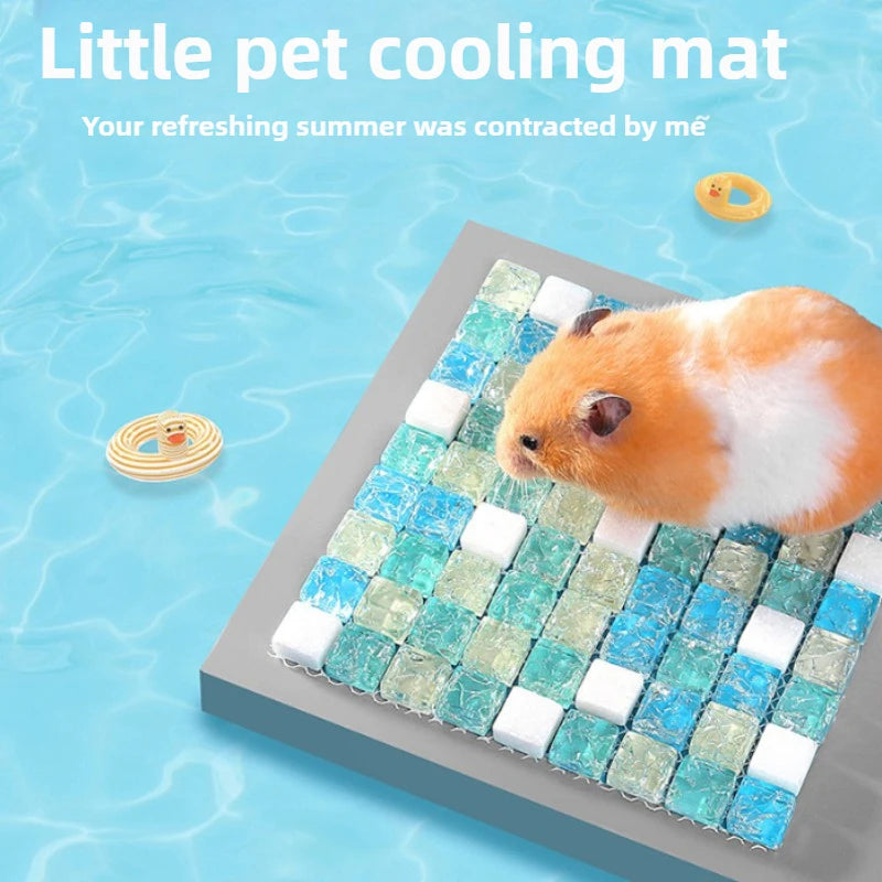 1PC Hamster Cooling Mat Small Glass Marble Summer Heat Dissipation Pad Cold Sleeping Bed Cage Pet Supplies Accessories Pi-Mart