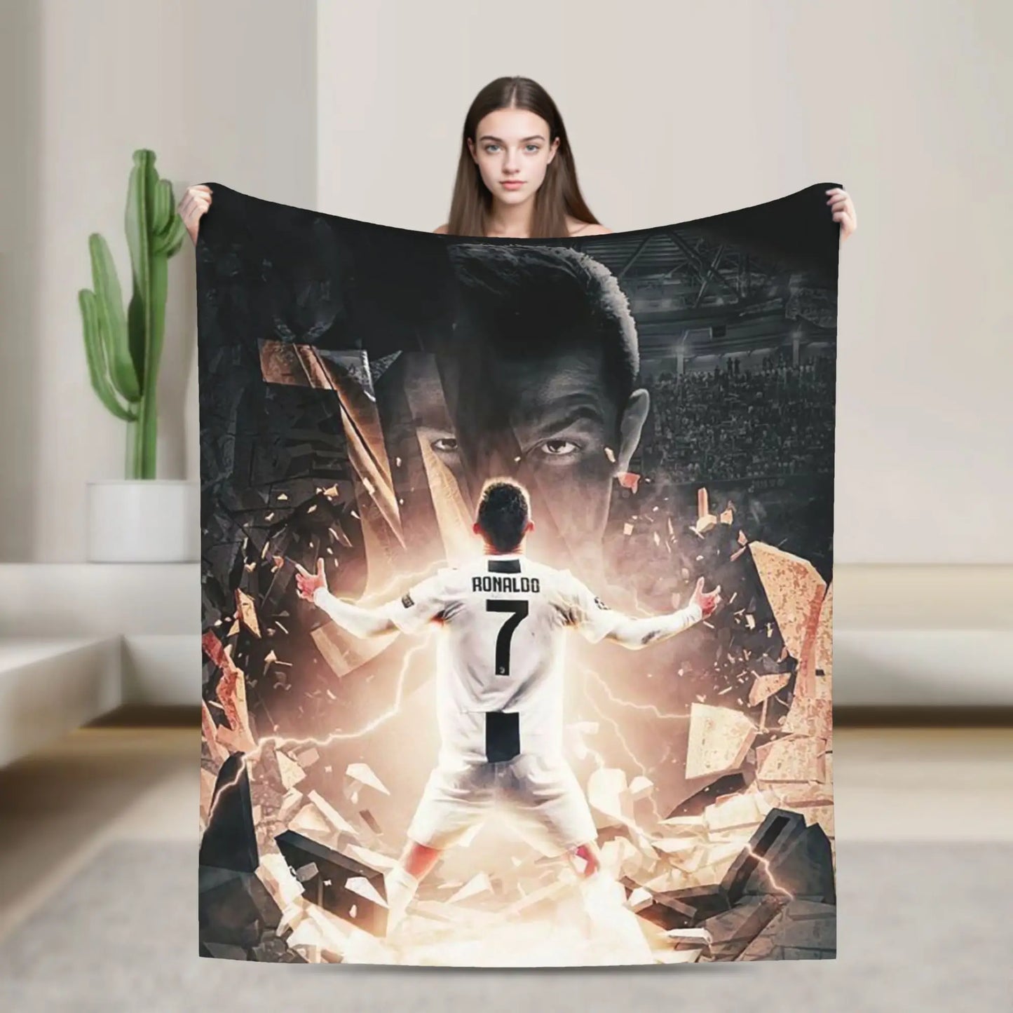 CR7  Football Soccer Blanket Ronaldos Flannel Funny Warm Throw Blanket for Bedding Lounge Decoration Pi-Mart