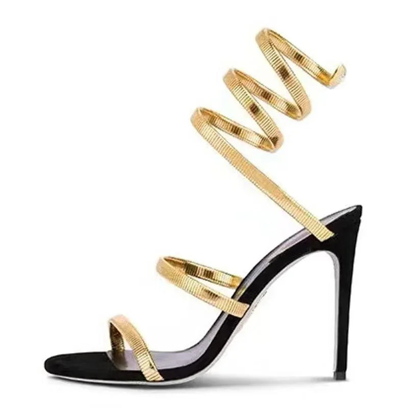 Eilyken Summer Street Style Ankle Strap Open Toe Narrow Band Women Sandals Thin High Heels Stripper Sexy Banquet Shoes LadyShow.Store