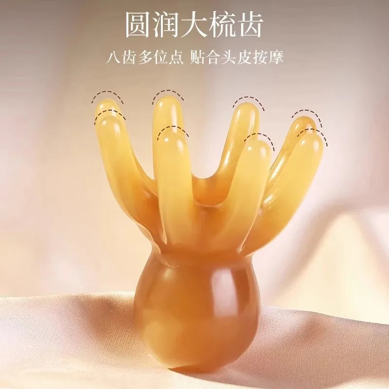 Octopus Head Massager Comb Head Meridian Manual Acupressure Tool Portable SPA Gua Sha Massage Comb Tri Light Beauty