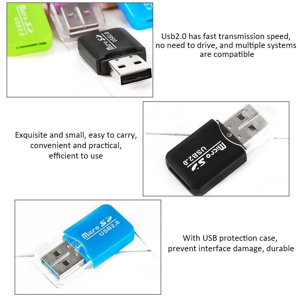 NNBILI USB micro-SD/TF Card Reader USB 2.0 Mini Mobile Phone Memory Card Reader High Speed USB Adapter For Laptop Computer Pi-Mart