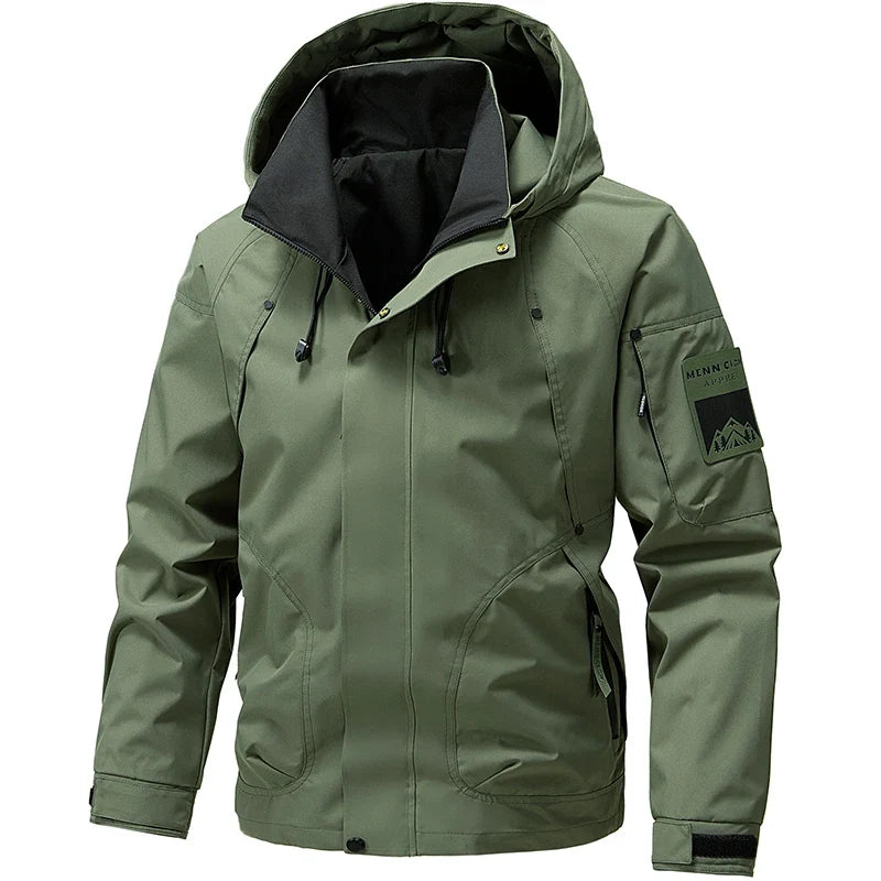 Waterproof Jacket Men Outdoor Softshell Zip Up Hooded Jacket Windbreaker Hiking Camping Coats Lightweight Spring Autumn Coats LadyShow.Store