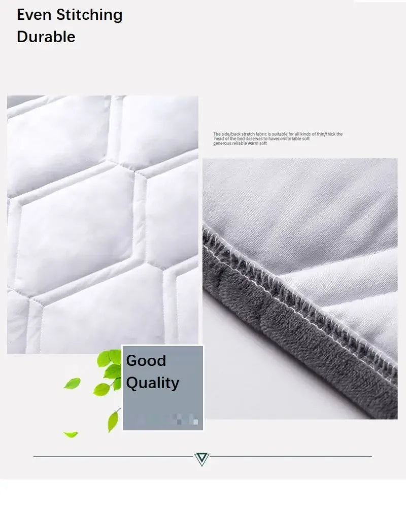 All-inclusive Super Soft Smooth Quilted Head Cover Thicken Velvet Headboard Cover Solid Color Bed Back Dust Protector Cover Pi-Mart