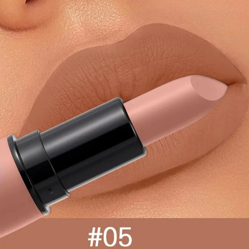 6-Color Matte Velvet Sexy Lipstick Waterproof Long-Lasting Nude Brown Lipstick Smooth High Pigment Profissional Lipgloss Makeup Pi-Mart