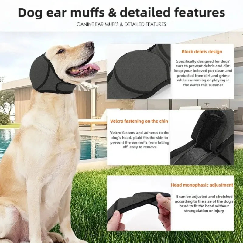 Waterproof Noise Cancelling Dog Ear Muffs for Swimming & Grooming - Calming Hood To Relieve Pet Anxiety & Prevent Shock Pi-Mart