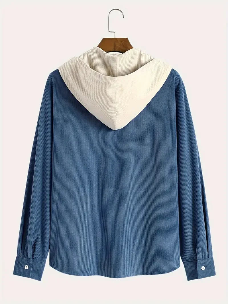 The 2025 New Fashion Trend Spring and Autumn Corduroy Hooded Jacket Is Comfortable and Casual for Daily Commuting for Men Pi-Mart