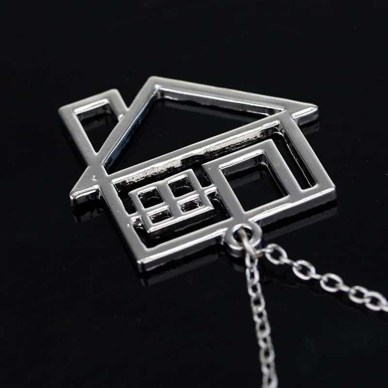 Hip Hop Rock Style Hollow House Pendant Necklace Punk Creative Trend Men Sweater Chain Fashion Clothing Jewelry Accessories Gift Pi-Mart