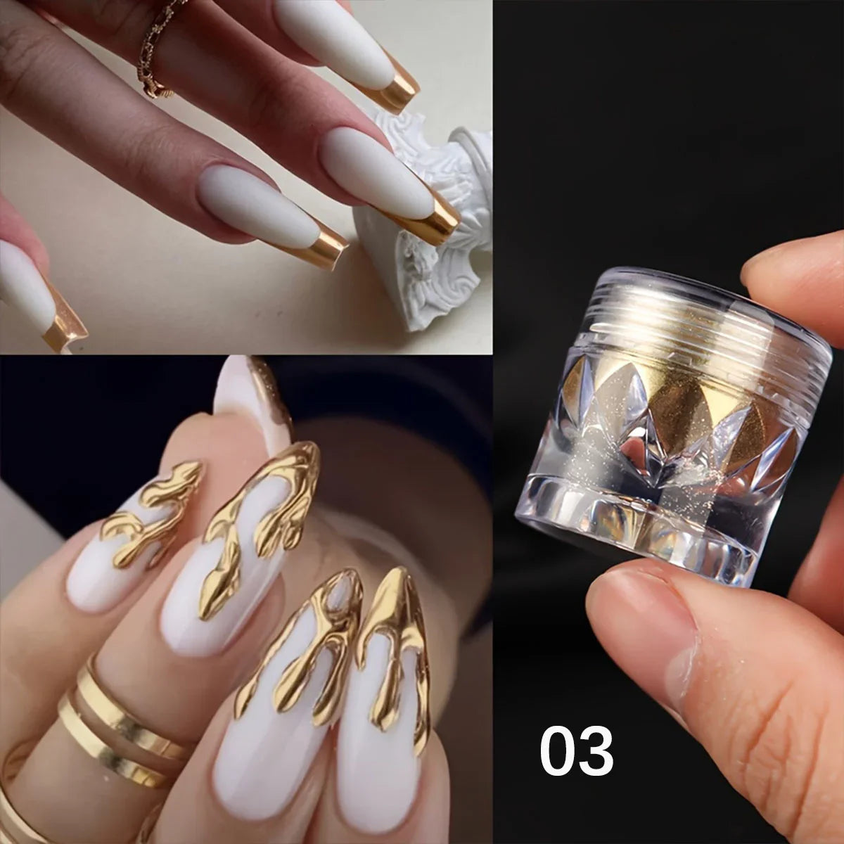 1/6pcs nail magic mirror powder holographic metal chrome powder silver gold nail polish decorative art decoration tool diy Tri Light Beauty