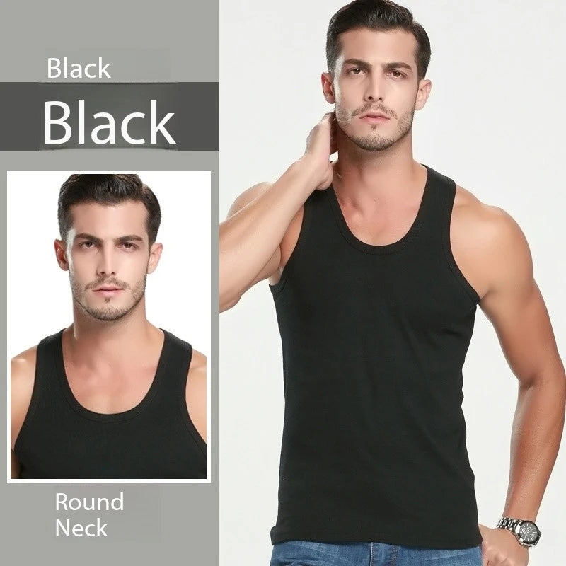 2026 New Men's Summer Lightweight Cotton Tight Vest Sports Casual Family Pajamas Outdoor Tight Top Breathable Quick Drying Vest Pi-Mart