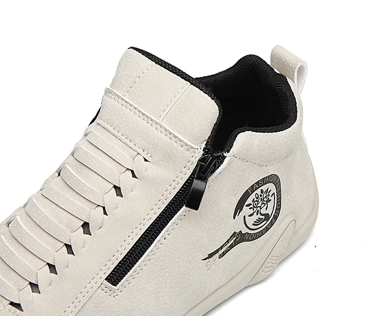 Men's Casual Shoes Side Zipper Short Boots Versatile Flats Bottom Trbottomyy Fashion Pu Leather Men's Shoes Spring Suitable for Outdoor Sports Pi-Mart