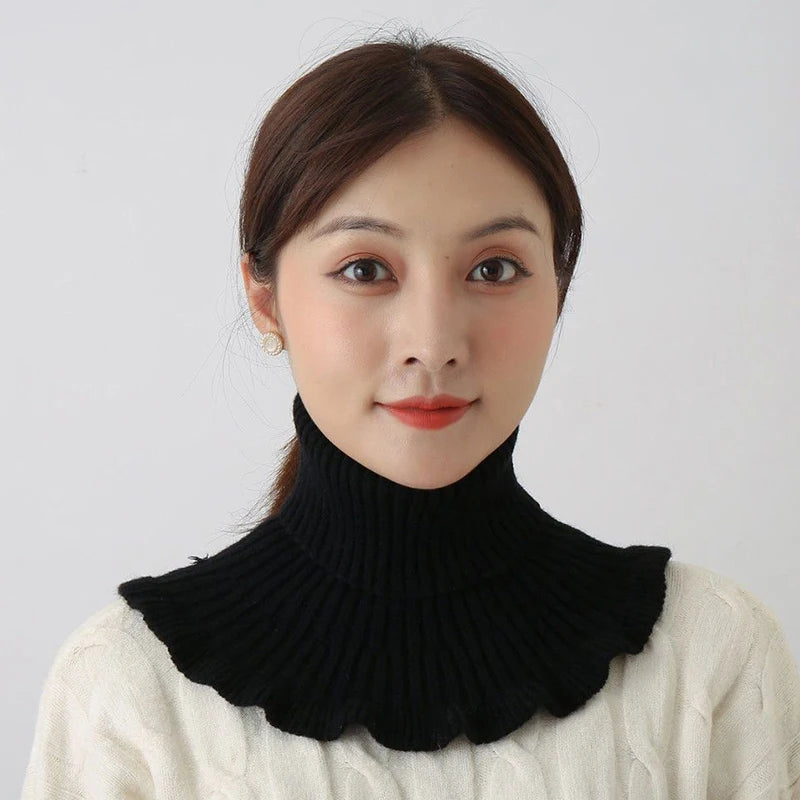 Warm Knitted Fake Collar Women Thicken Turtleneck Ruffles False Collars Detachable Neck Guard Winter Windproof Fake Collar Pi-Mart