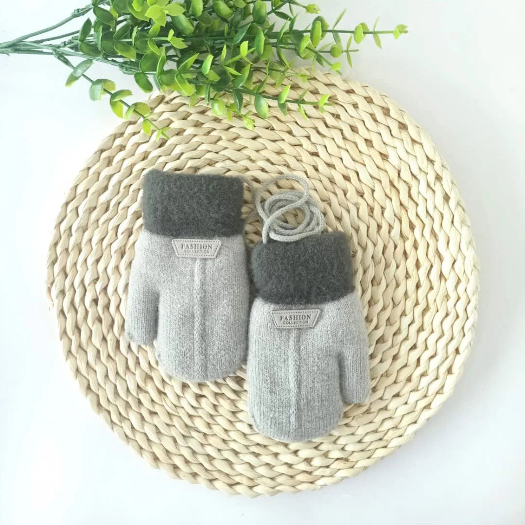 Autumn Winter Thicken Warm Children Gloves Knitting Mittens Baby Mittens Infant Toddler Soft Comfortable Thickened Winter Gloves Pi-Mart