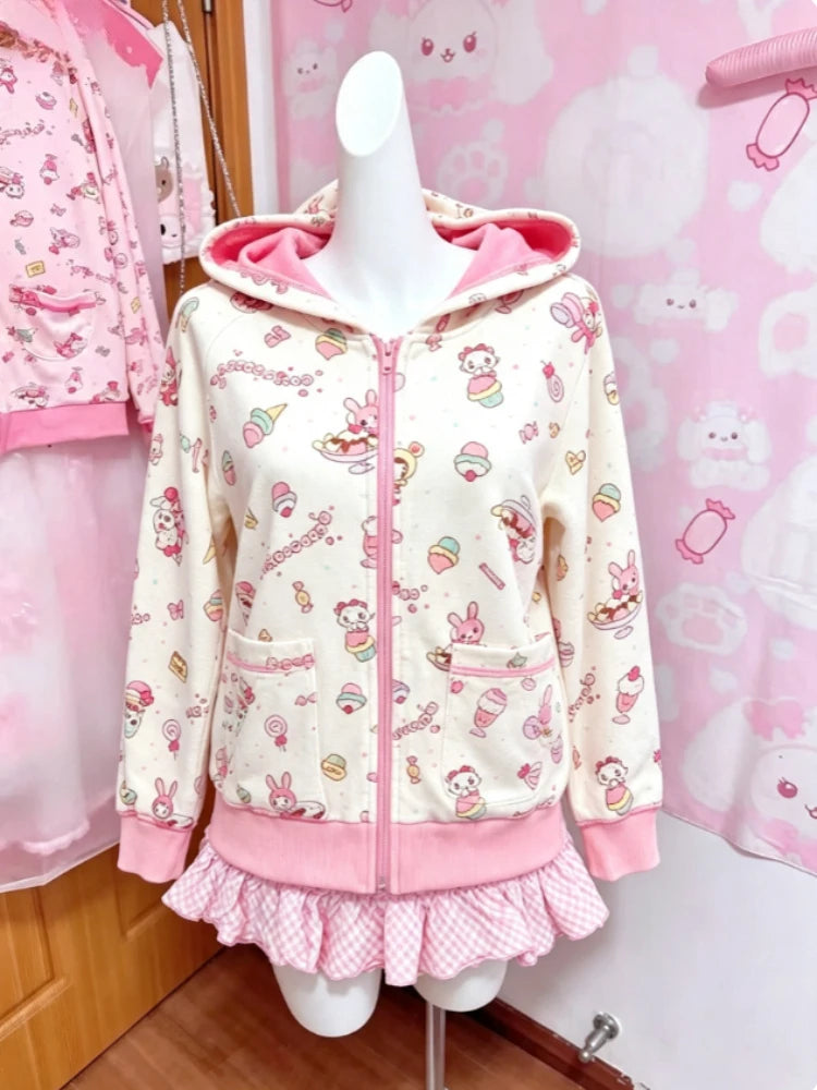 American Vintage Japanese Jacket Hooded Women 2026 Cotton Coats Outwear Design Subculture Gothic Sweatshirts Harajuku Pi-Mart