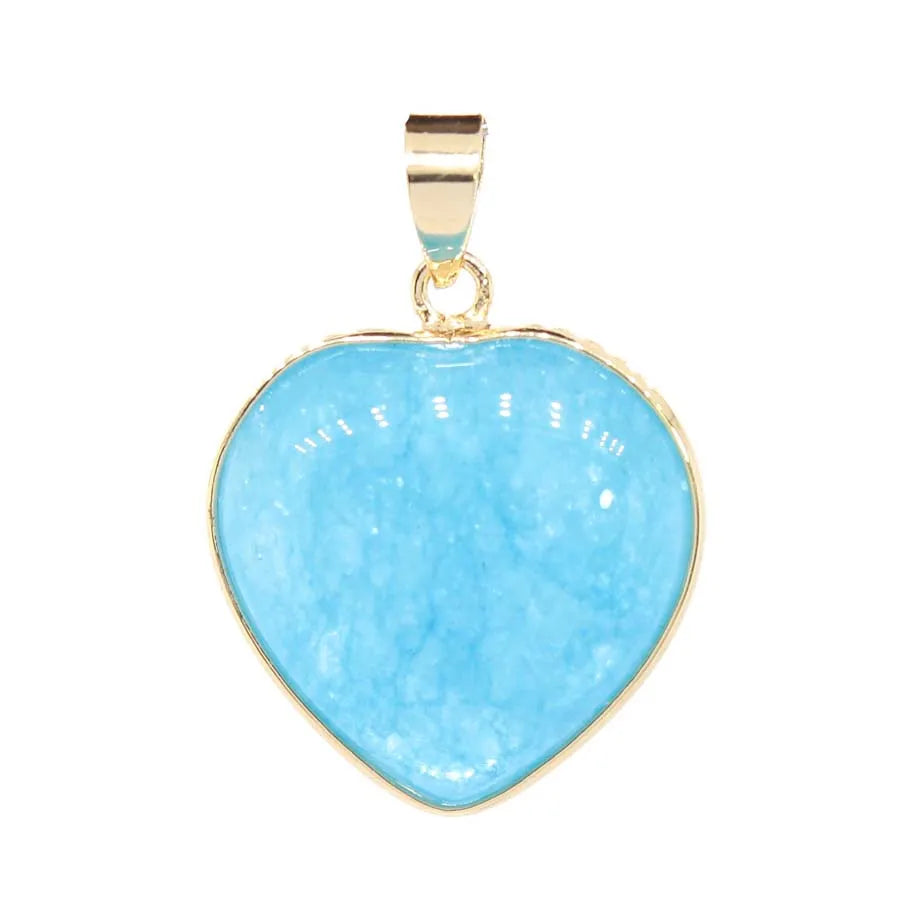 Charms Natural Healing Crystal Heart Stone Pendants For Women Necklace DIY Amethyst Rose Quartz Fluorite Aquamarine Men Jewelry Pi-Mart