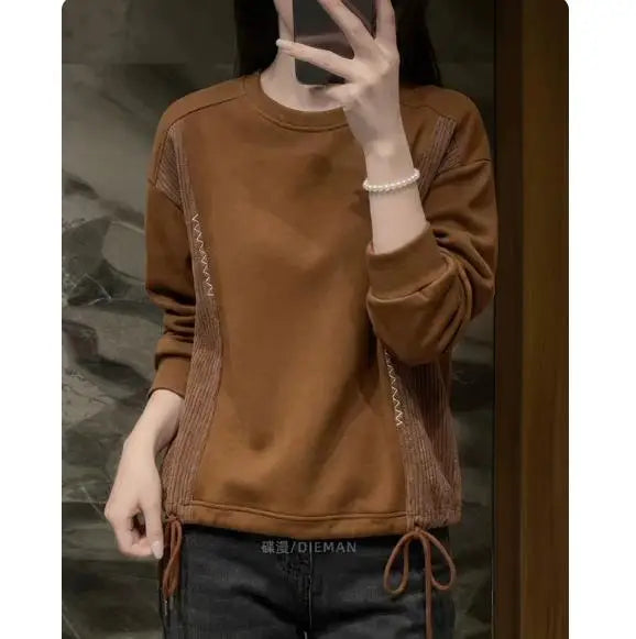White Hoodie Women Long Sleeve Drawstring Casual Sweatshirts LadyShow.Store