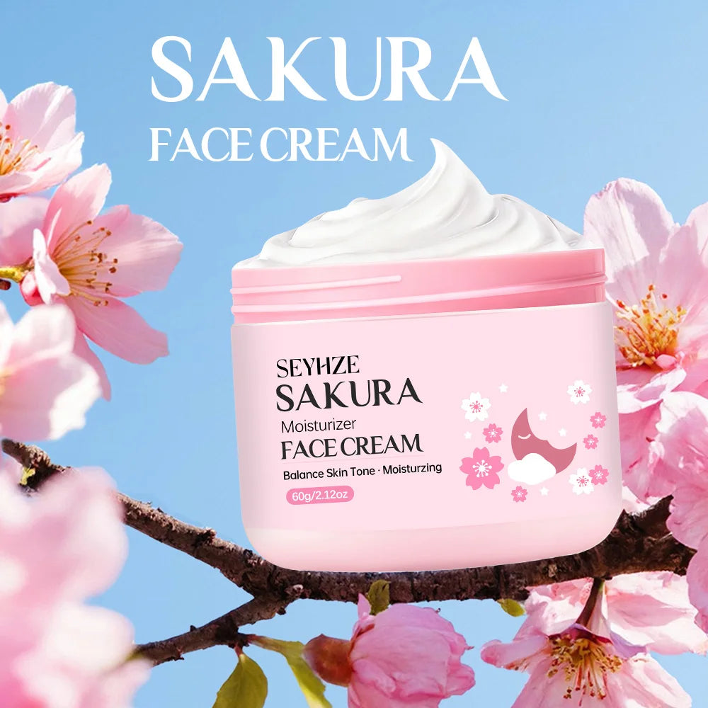SEYHZE Sakura Collagen Essence + Moisturizing Cream Facial Care Set - 2pcs Packed with Collagen Peptides Vitamin C/E Aloe Niacin Pi-Mart
