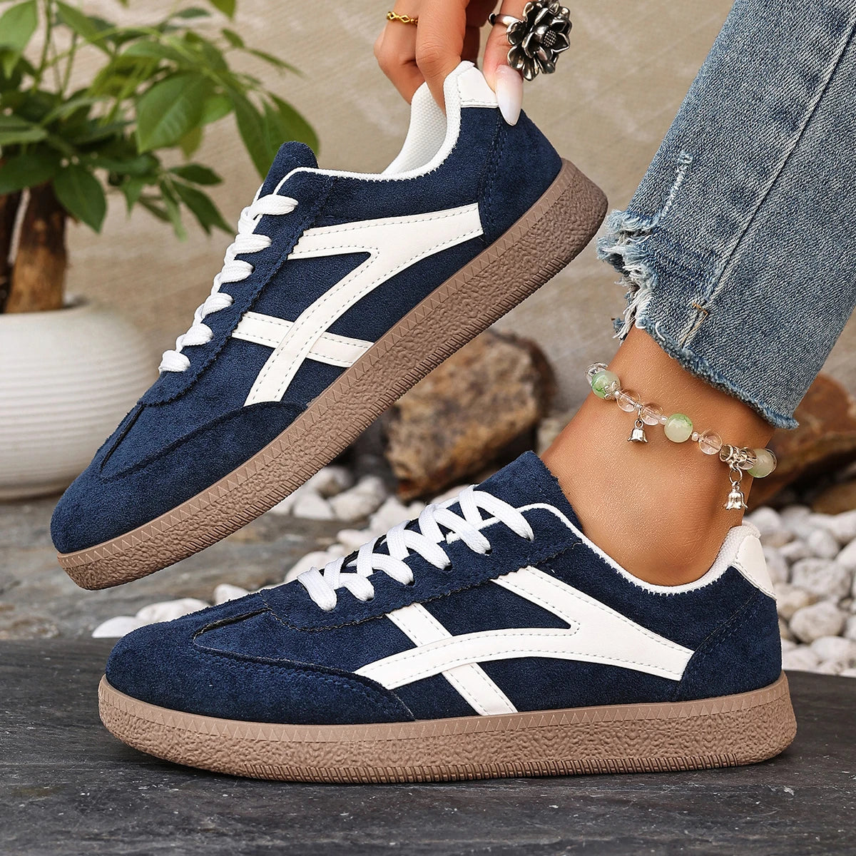 Women Sneakers 2026 Fashion Casual Flats Vulcanize Shoes Round Toe Lace Up Comfortable Flat Shoes for Women Zapatos De Mujer Pi-Mart