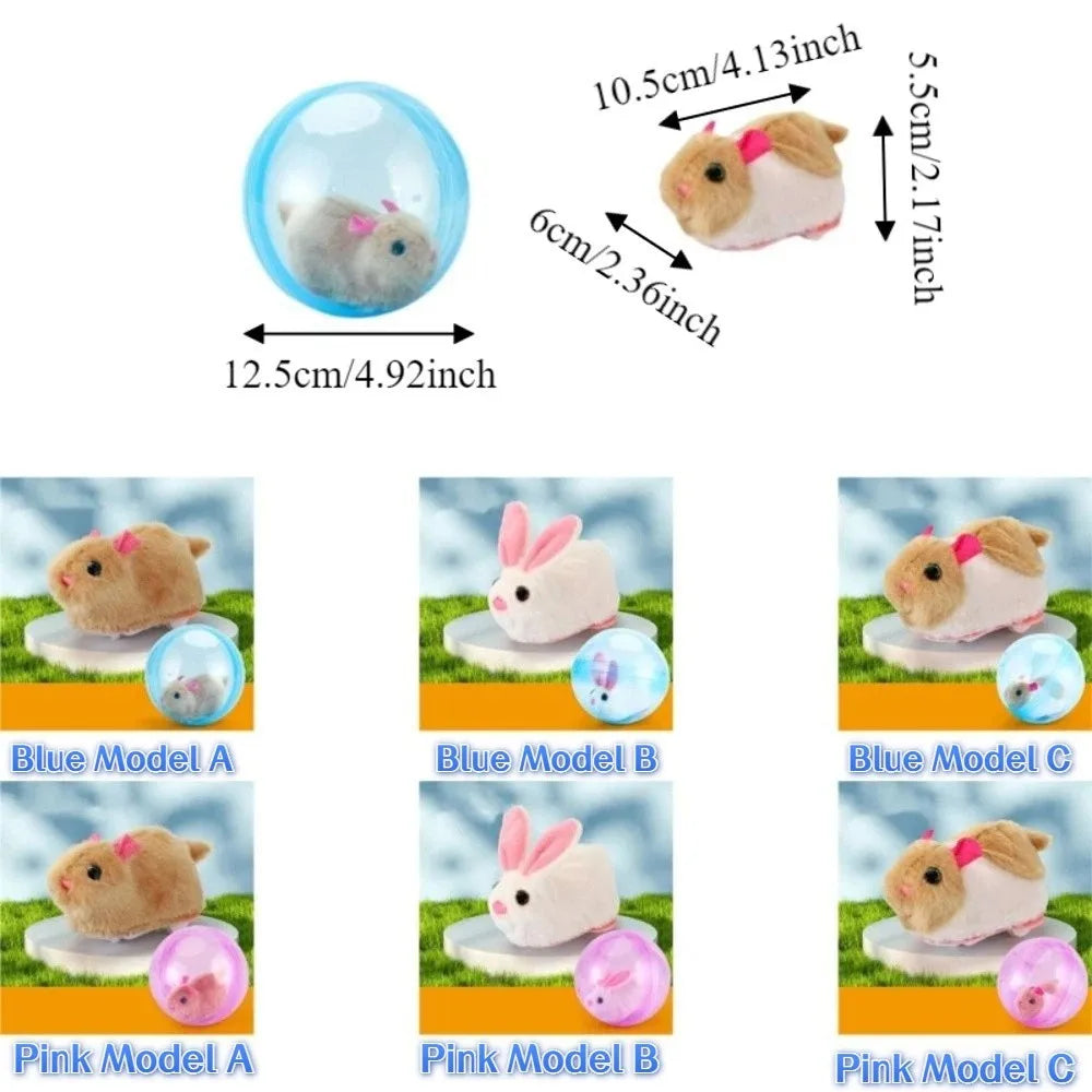Transparent Cat Chasing Ball Built-in Plush Animal Plastic Interactive Cat Toy Realistic Rabbit Hamster Chasing Ball Pi-Mart