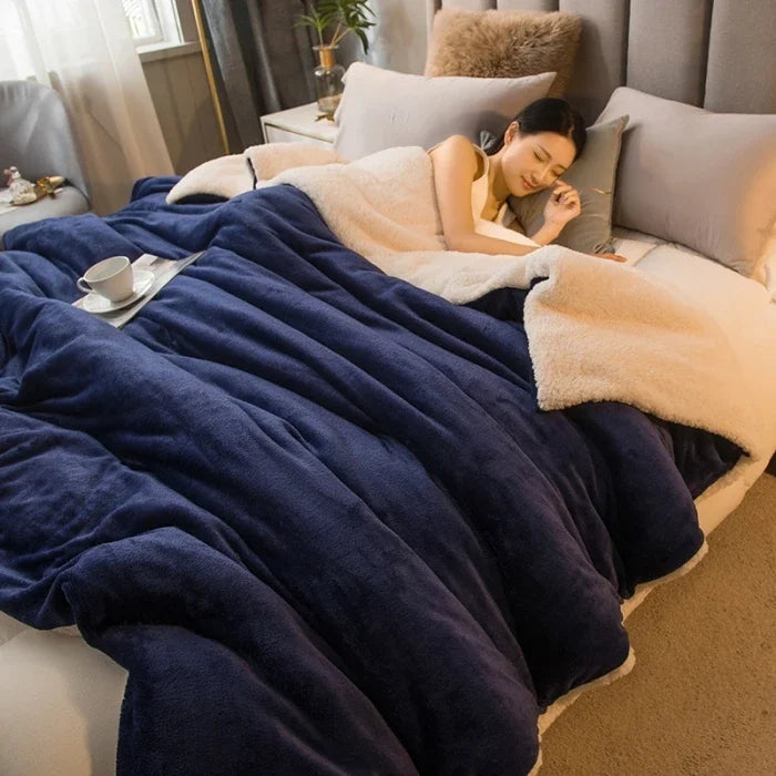 Wool Throw Blanket Keep Warm Winter Bed Blankets Double Sided Queen Duvet Cover Camping Double Bed Cover Bedspread On The Bed Pi-Mart