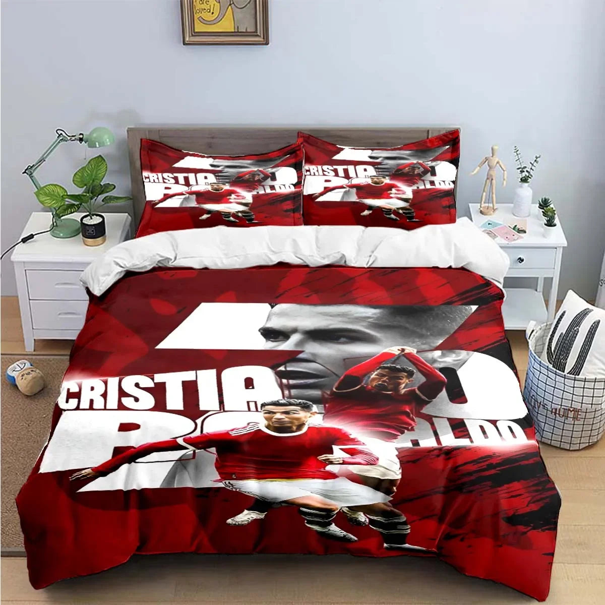 FashionFootball Star R-Ronaldo Printing Bedding Set Duvet Cover Comforter Bed  Youth Kids Girl Boys Luxury Birthday Gift Pi-Mart