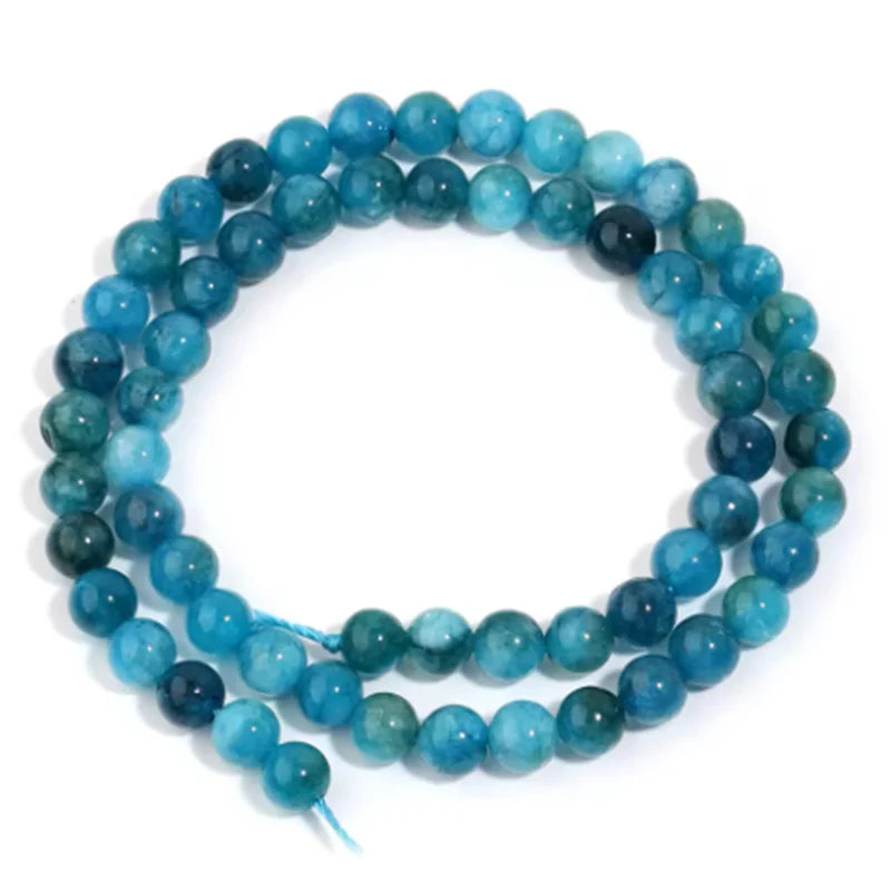1 Strand Natural Blue Apatite Stone Beads 4/6/8/10mm Round Gem Bead for DIY Bracelet Charms Jewelry Making Beaded Wholesale Pi-Mart