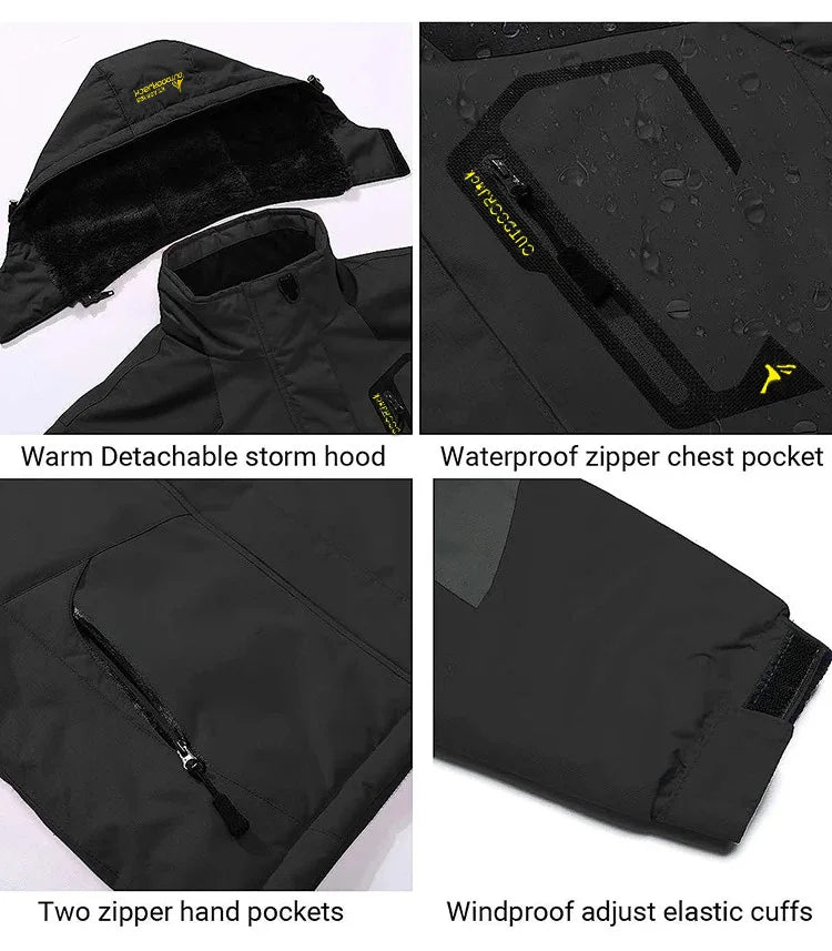 Men's Winter Parkas Outdoor Jacket Thicken Fleece Warm Waterproof Windbreaker Ski Jackets Climb Men Thick Coat Hot Sale Pi-Mart