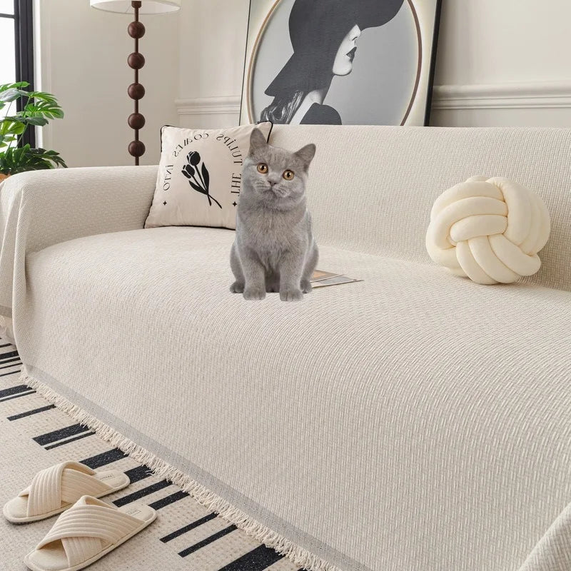 Solid Color Sofa Throw Blanket Non-slip Sofa Slipcovers Pets Kids Dust-proof Couch Armchair Covers Camping Picnic Blankets Home Pi-Mart
