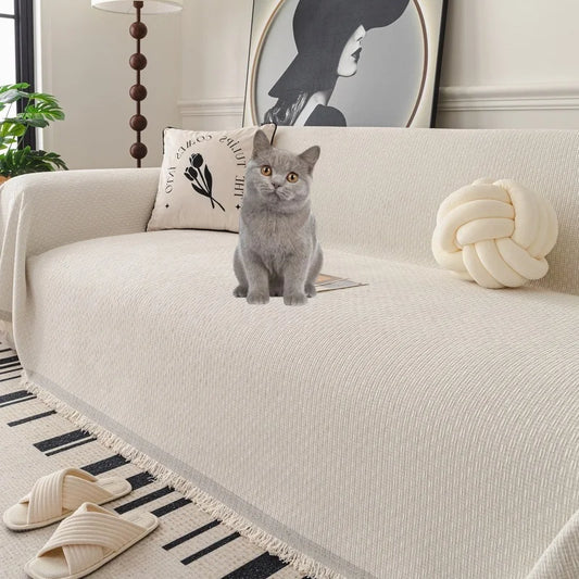 Solid Color Sofa Throw Blanket Non-slip Sofa Slipcovers Pets Kids Dust-proof Couch Armchair Covers Camping Picnic Blankets Home Pi-Mart