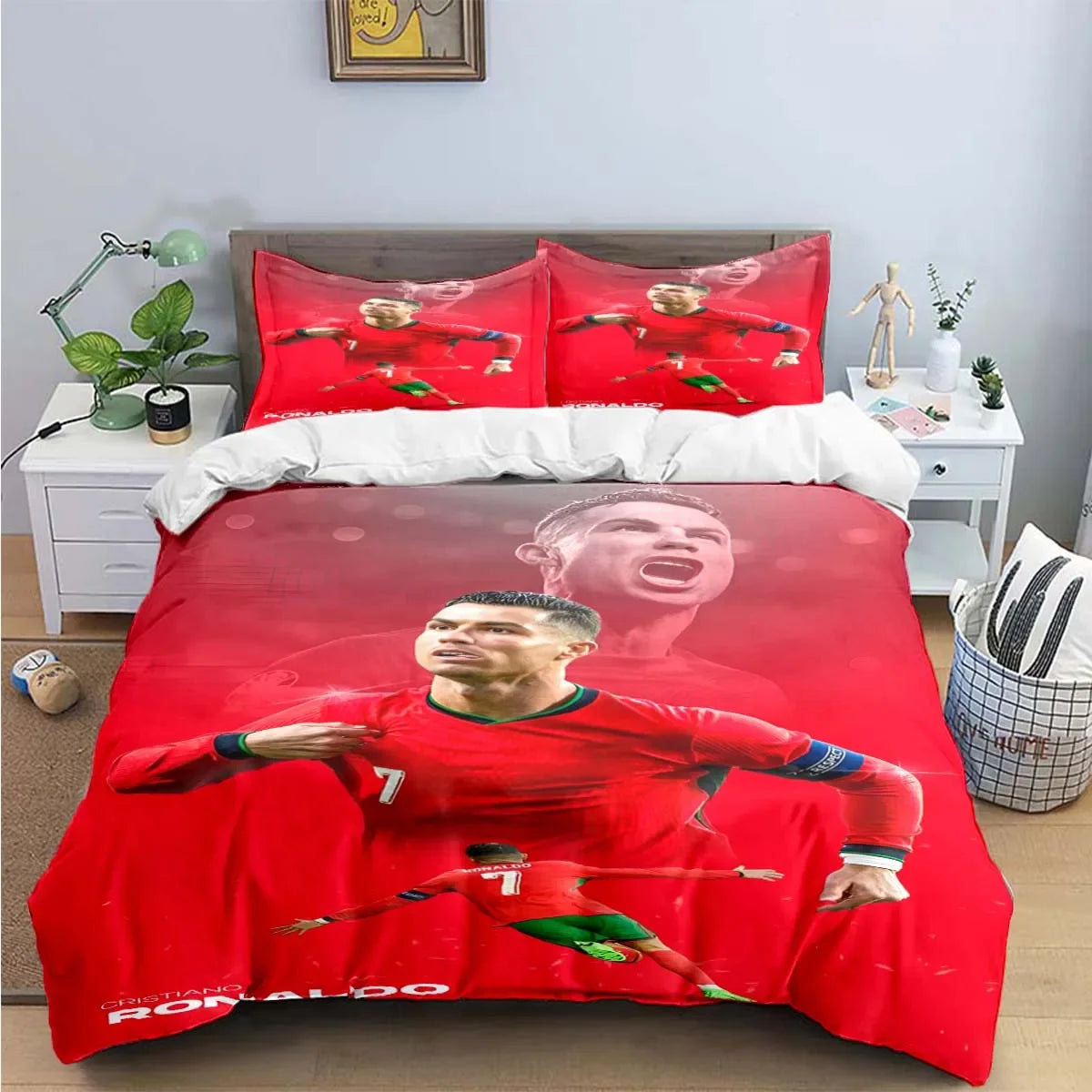 FashionFootball Star R-Ronaldo Printing Bedding Set Duvet Cover Comforter Bed  Youth Kids Girl Boys Luxury Birthday Gift Pi-Mart