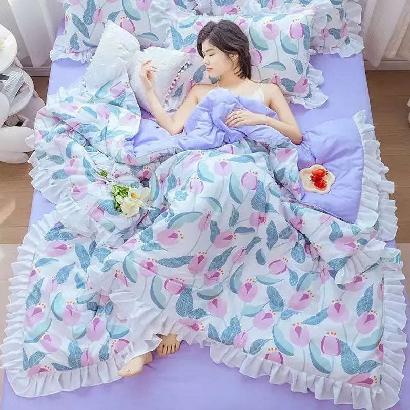 Summer Quilted Blanket Comforter Duvet Cover for Single Double Bed Air Condition Quilt Student Car Kids Adult Bed Cover Bedding Pi-Mart