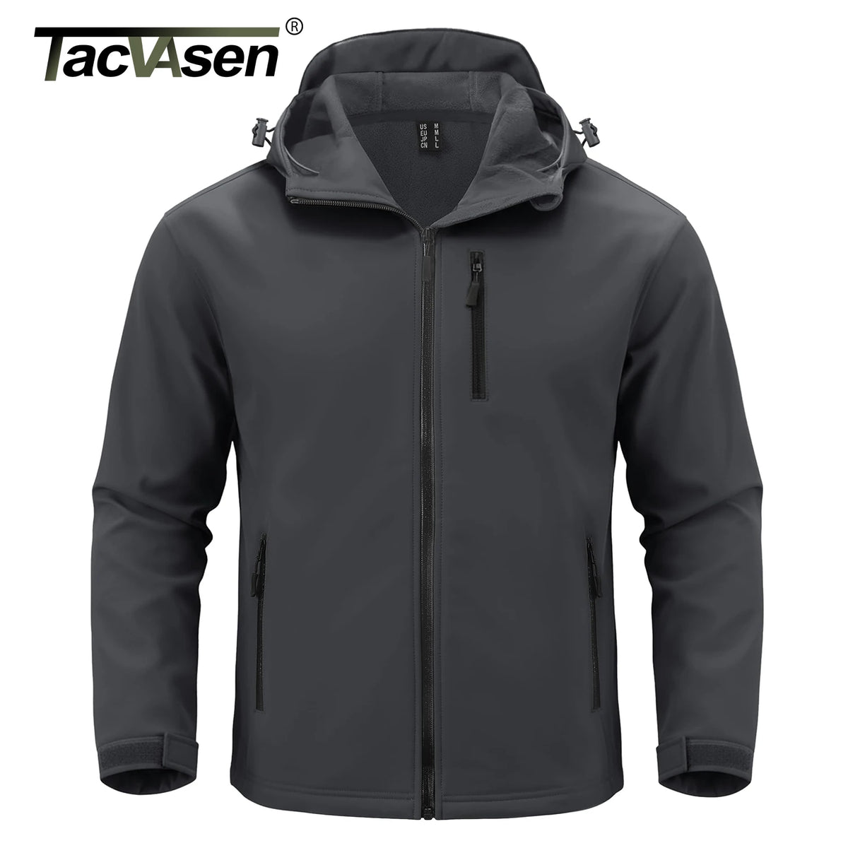 TACVASEN Hooded Rain Softshell Jacket Mens Fleece Lined Waterproof Jacket Work Jacket Outdoor Trekking Hiking Windbreaker Male Pi-Mart