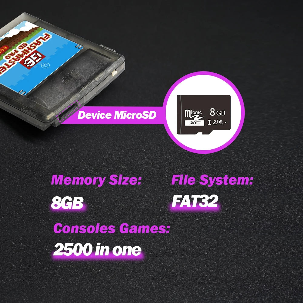 2500 in 1 OS V4 GB Pro Flashmaster Cartridge Game Card For Gameboy/Gameboy Color/GBA SP Game Consoles With 8GB TF Card Pi-Mart