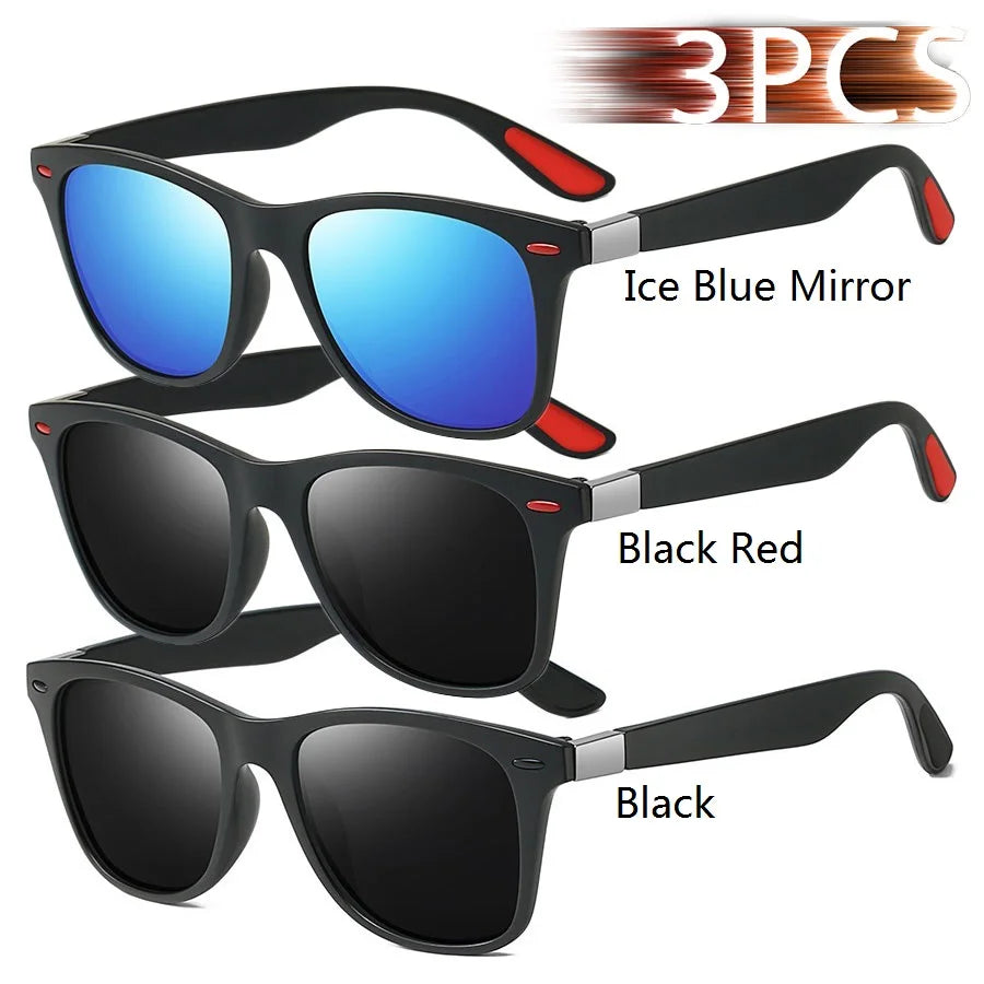 1-2-3PCS Fashion Vintage Square Unisex Driving Fishing Sunglasses Men Women Luxury Brand Designer Sun Glasses Anti-Glare Eyewear Pi-Mart