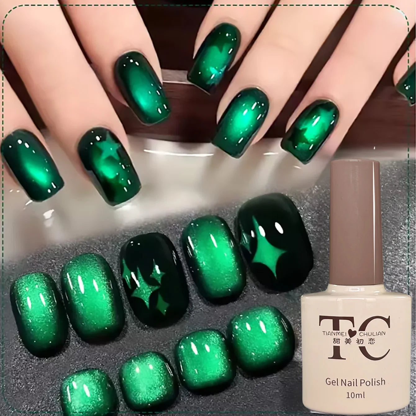 1-9pcs TC Flow Light White Cat Eye Gel Nail Polish Ultra Shine Soak Off UV Gel Mirror Glass Cat Magnet Gel Varnish Nail Supplies Tri Light Beauty