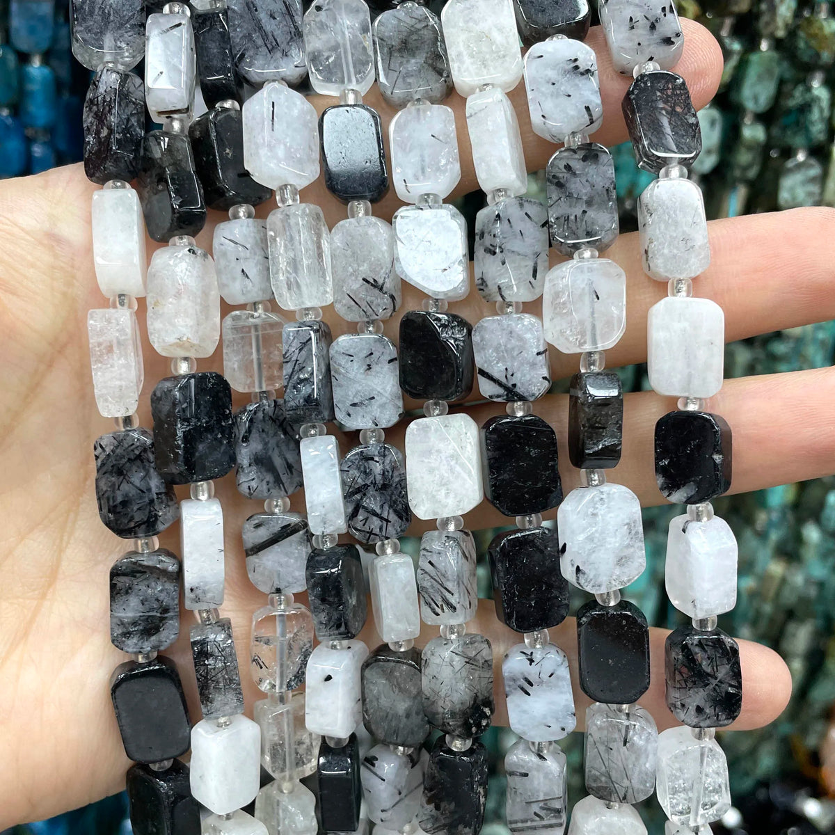 Natural Stone Flat Rectangle Amethyst Lapis Lazuli Quartz Apatite Spacer Beads For Jewelry Making Diy Bracelet Accessorie 8*12MM Pi-Mart