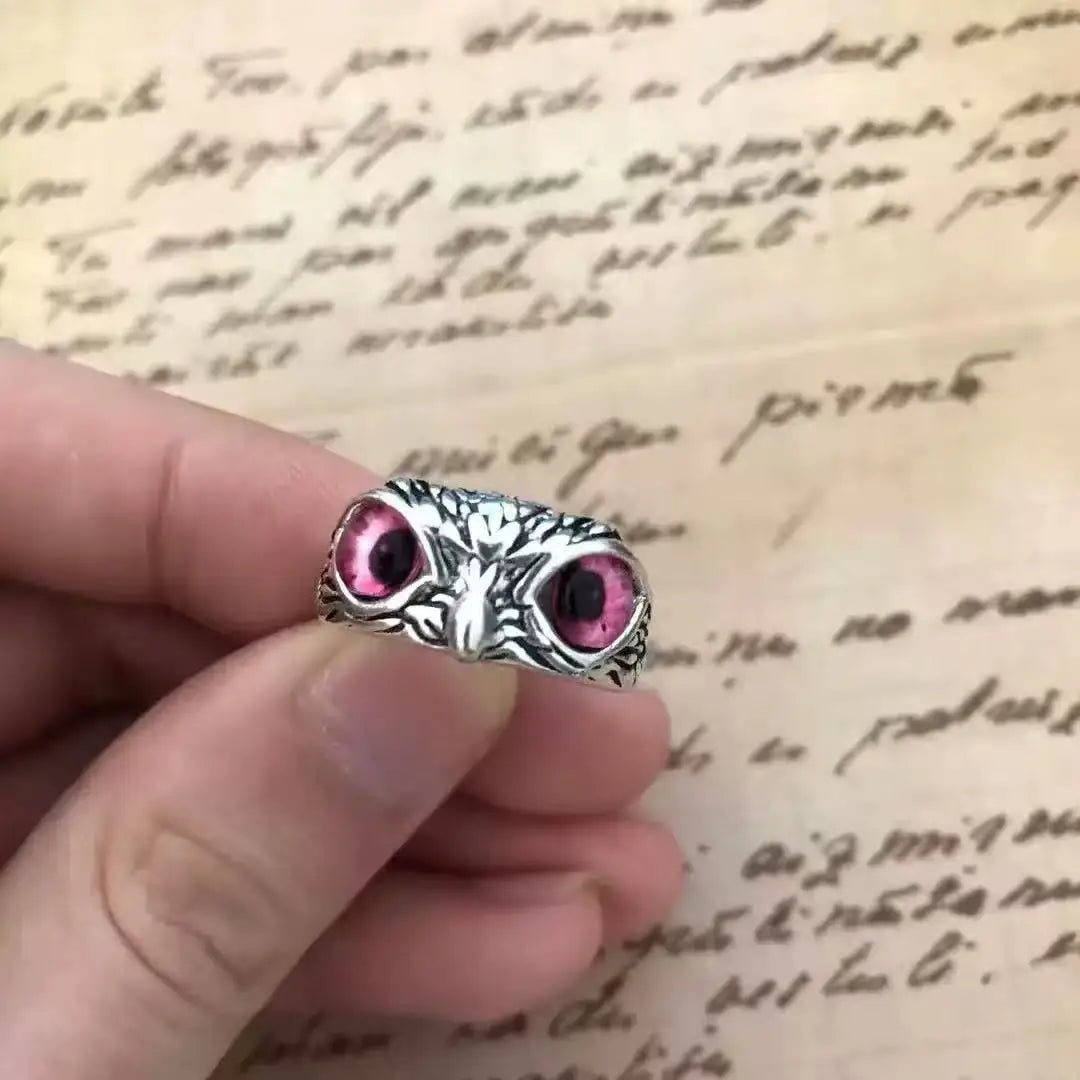 Multicolor Evil Eye Owl Adjustable Ring Antique Silver Gothic Punk Unisex Animal Finger Ring Women Men Fashion Jewelry Gift Pi-Mart