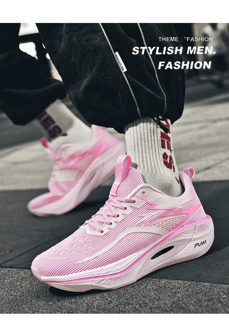 Marathon Sneakers Men Running Shoes Anti-slip Comfortable Racing Carbon Board Training Mesh Tennis Shoes Casual for Women 2026 Pi-Mart